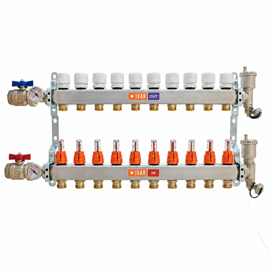 IVAR Stainless Steel Underfloor Heating Manifold Kit