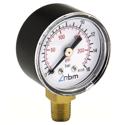 [RBM] Pressure Gauge 50mm | 240 PSI (Bottom Mount) 1/4"